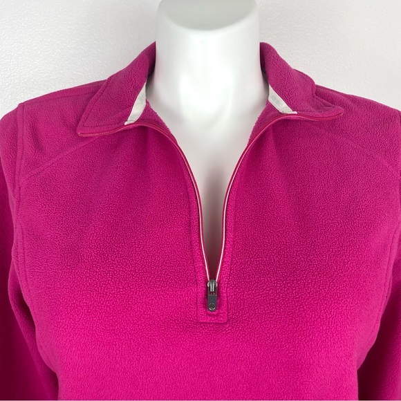 Lands End Pink Quarter Zip Fleece Polartec L - Picture 2 of 12